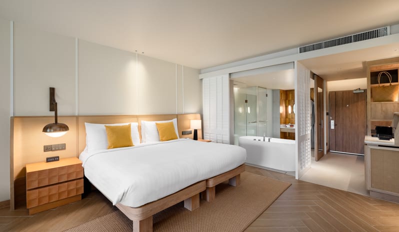 SAii Laguna Phuket Club Ocean Front King Bed Bed and Bath